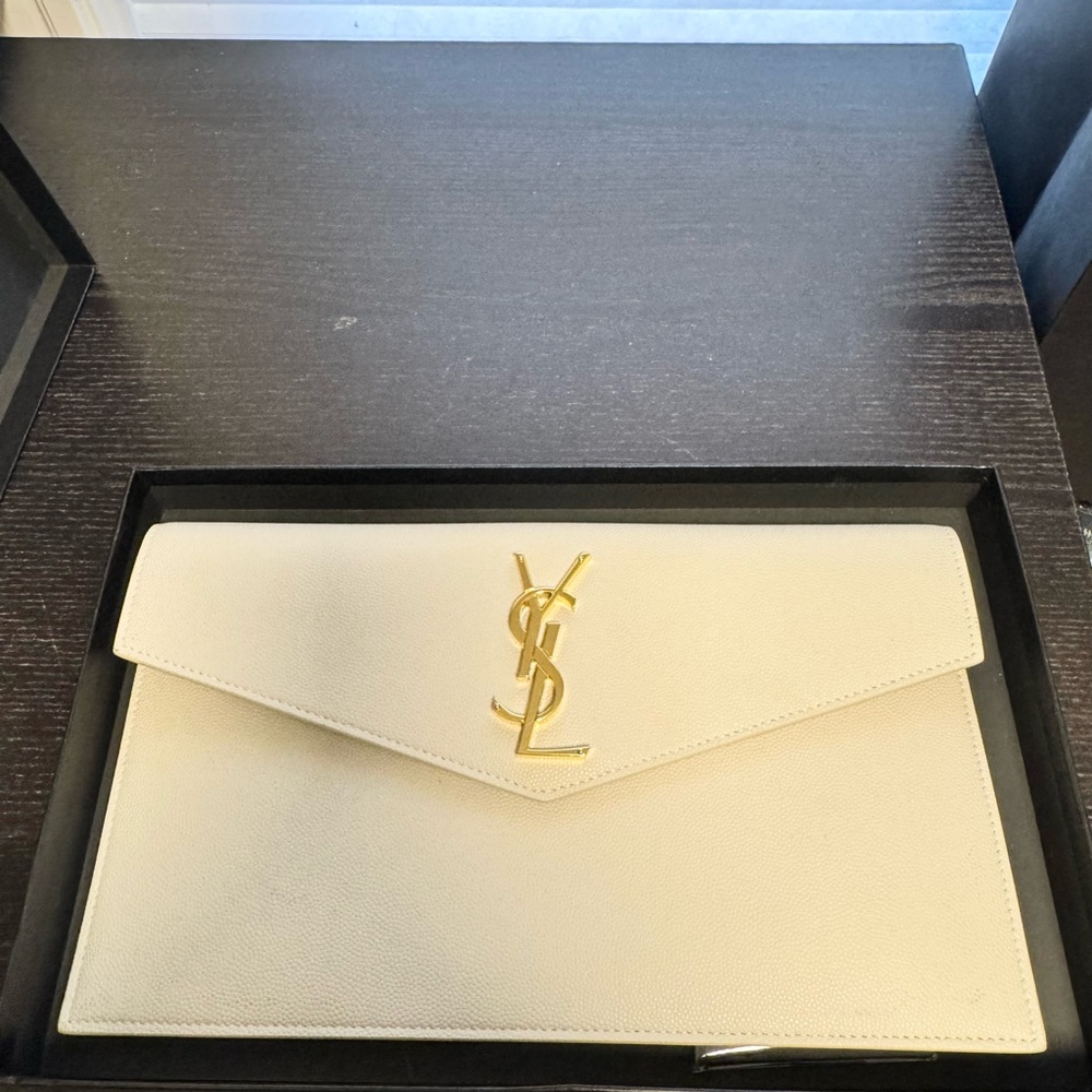 Saint Laurent YSL uptown grained leather clutch